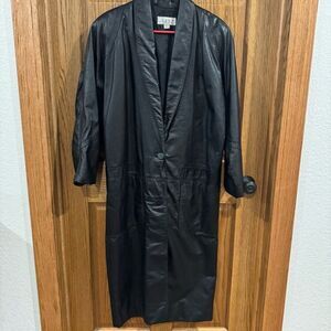 Vintage 80s Laurice Genuine Leather Long Duster Coat – Black, Size M
